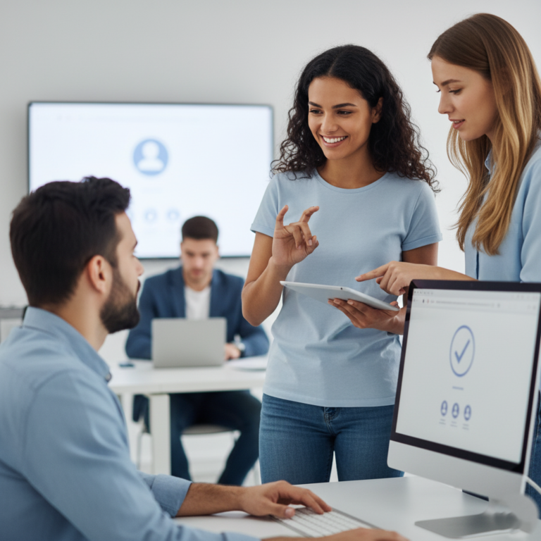 Intérprete aplicando el código ética Intérprete Lengua de Signos en un evento